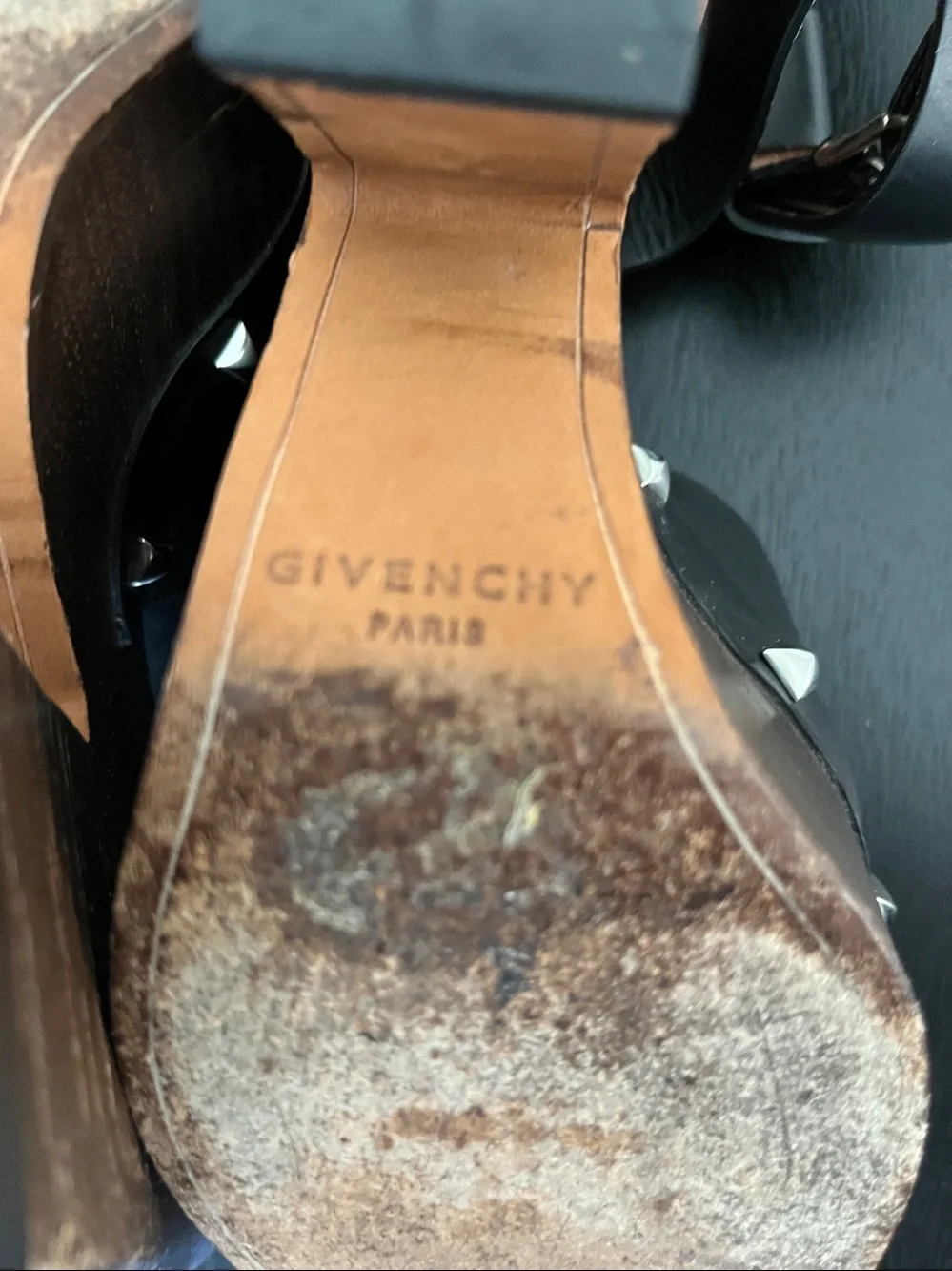 Givenchy PARIS  Black Leather Platform clog Sandals SOFIA size 8 (39)